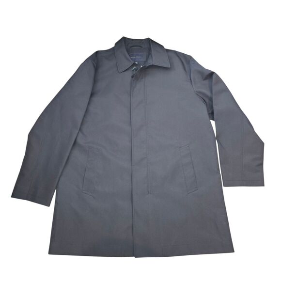 Banana Republic VTG '04 Black Polyester Knee Length Mac Raincoat Men's Sz XL - Picture 1 of 13